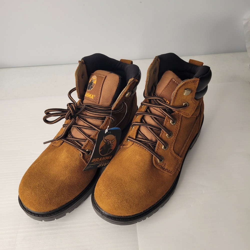 Brahma Bravo Men's 8W Waterproof Work Boots Brown Leather Wide NIB Oil Resistant